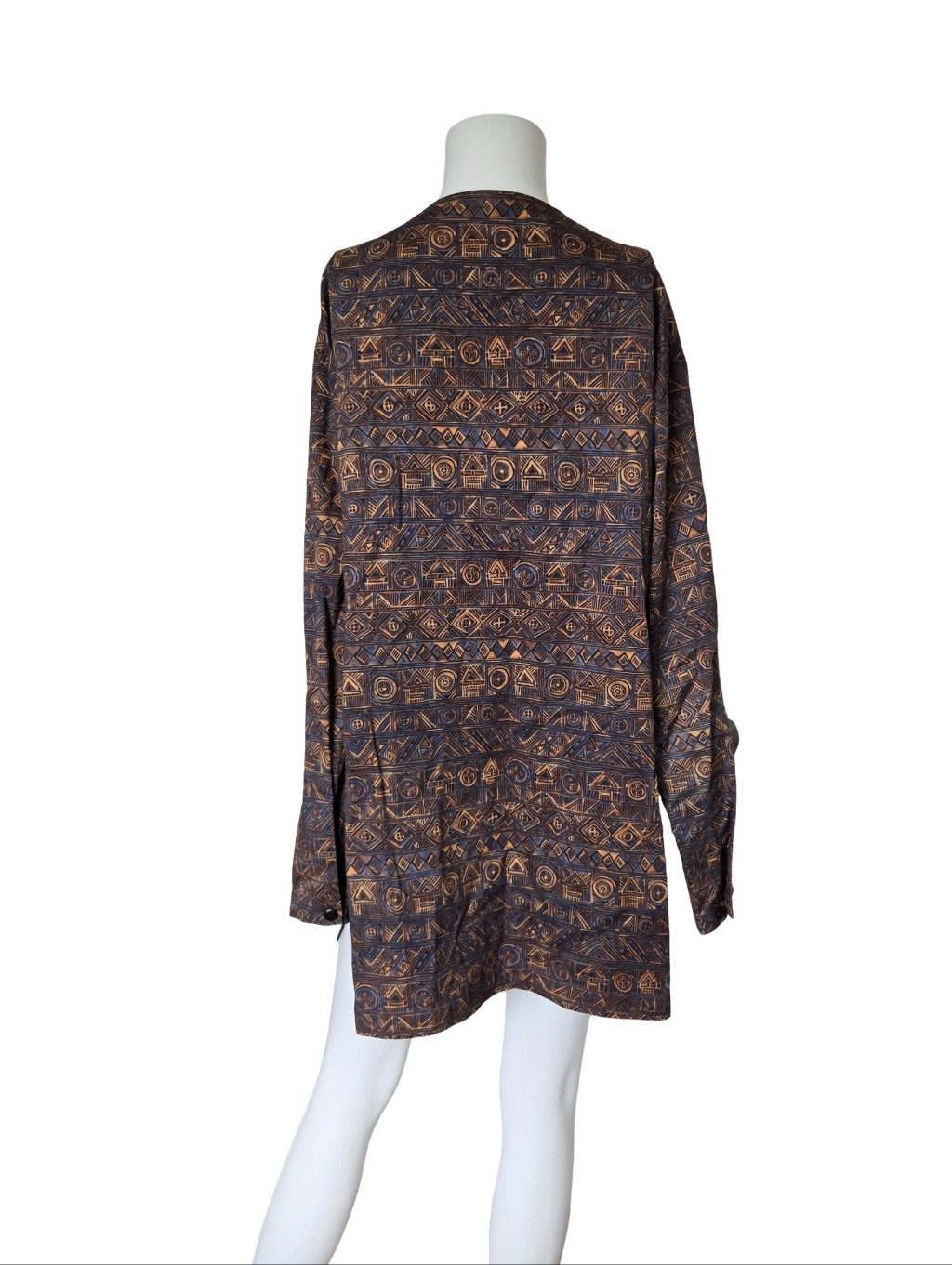 Peruvian Connection Lightweight Printed Tunic Shirt Blue Orange Size Medium — image 2 of 8